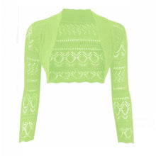 Load image into Gallery viewer, Crochet Thin Knit Long Sleeve Open Shrug
