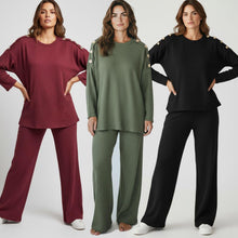 Load image into Gallery viewer, Pop Corn Gold Button Loungewear Set
