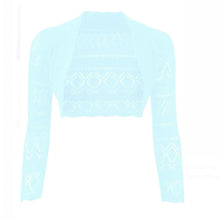 Load image into Gallery viewer, Crochet Thin Knit Long Sleeve Open Shrug
