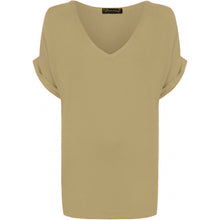 Load image into Gallery viewer, V Neck Turn up Short Sleeve Baggy Top
