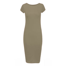 Load image into Gallery viewer, Plain Cap Sleeve Bodycon Fit Midi Dress

