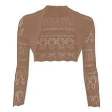 Load image into Gallery viewer, Crochet Thin Knit Long Sleeve Open Shrug
