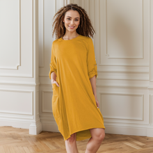 Load image into Gallery viewer, Italian Lagenlook Quirky Turn Up Button Midi Dress
