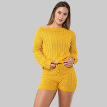 Load image into Gallery viewer, Cable Knitted Loungewear Top &amp; Short Set
