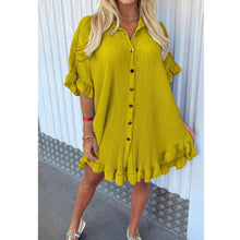 Load image into Gallery viewer, Italian Gold Button Frill Hem &amp; Sleeve Top
