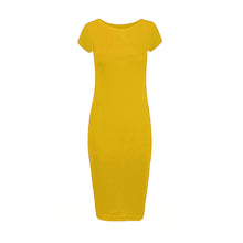 Load image into Gallery viewer, Plain Cap Sleeve Bodycon Fit Midi Dress
