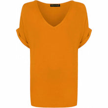 Load image into Gallery viewer, V Neck Turn up Short Sleeve Baggy Top

