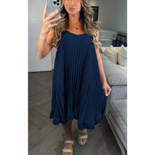 Load image into Gallery viewer, Cami Pleated Sleeveless Frill Swing Flared Long Shirt
