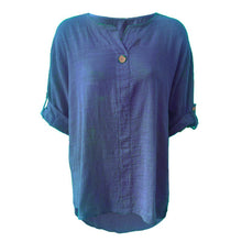 Load image into Gallery viewer, Italian 3/4 Sleeve Turn Up Button Top
