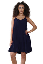 Load image into Gallery viewer, Italian Pleated V Neck Cami Swing Dress
