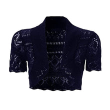 Load image into Gallery viewer, Thin Knit Crochet Short Sleeve Open Shrug
