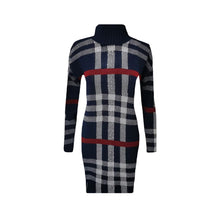 Load image into Gallery viewer, Tartan Print Knitted Polo Neck Midi Dress
