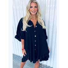 Load image into Gallery viewer, Italian Gold Button Frill Hem &amp; Sleeve Top
