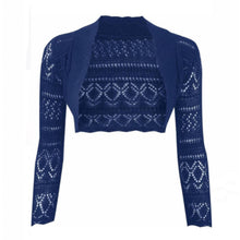Load image into Gallery viewer, Crochet Thin Knit Long Sleeve Open Shrug
