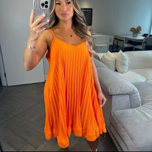 Load image into Gallery viewer, Cami Pleated Sleeveless Frill Swing Flared Long Shirt
