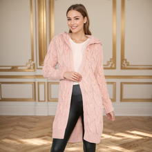 Load image into Gallery viewer, Cable Knitted Hooded Cardigan
