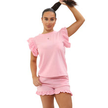 Load image into Gallery viewer, Frill Peplum Sleeve Top and Short 2 Piece Tracksuit Set
