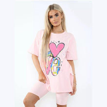 Load image into Gallery viewer, Love Side Slit Cycling Short and T-Shirt
