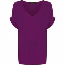 Load image into Gallery viewer, V Neck Turn up Short Sleeve Baggy Top
