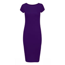 Load image into Gallery viewer, Plain Cap Sleeve Bodycon Fit Midi Dress
