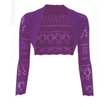 Load image into Gallery viewer, Crochet Thin Knit Long Sleeve Open Shrug
