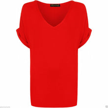 Load image into Gallery viewer, V Neck Turn up Short Sleeve Baggy Top
