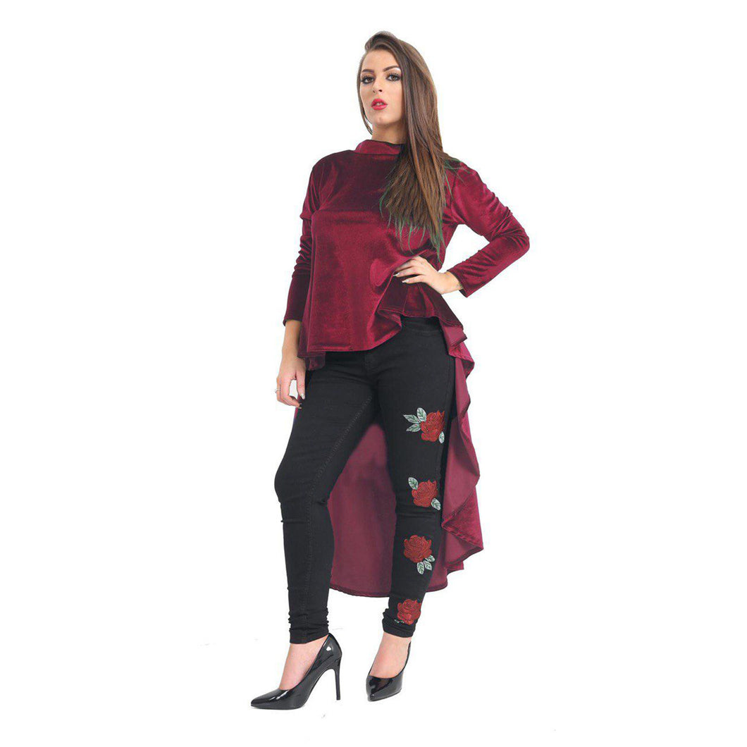 Velvet Polo-Neck Oversized HiLo Cocktail Jumper