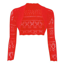 Load image into Gallery viewer, Crochet Thin Knit Long Sleeve Open Shrug
