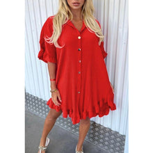 Load image into Gallery viewer, Italian Gold Button Frill Hem &amp; Sleeve Top
