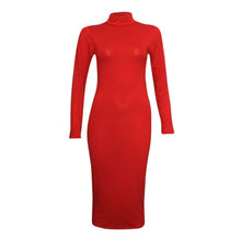 Load image into Gallery viewer, Turtle Polo Neck Bodycon Midi Dress
