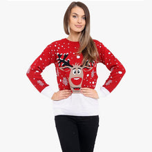 Load image into Gallery viewer, Reindeer Snowflake Christmas Jumper Sweater
