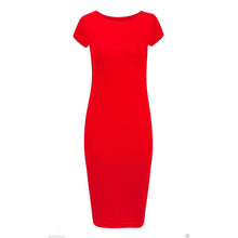 Load image into Gallery viewer, Plain Cap Sleeve Bodycon Fit Midi Dress
