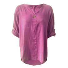 Load image into Gallery viewer, Italian 3/4 Sleeve Turn Up Button Top
