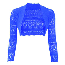 Load image into Gallery viewer, Crochet Thin Knit Long Sleeve Open Shrug
