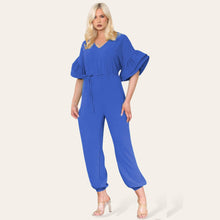 Load image into Gallery viewer, Ruffle Sleeves Frill Tie Jumpsuit
