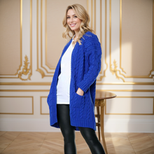 Load image into Gallery viewer, Cable Knitted Hooded Cardigan
