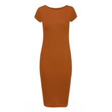 Load image into Gallery viewer, Plain Cap Sleeve Bodycon Fit Midi Dress
