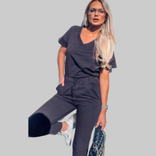 Load image into Gallery viewer, 2 Piece Boxy V-Neck Short Sleeve Loungewear
