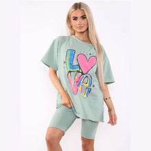 Load image into Gallery viewer, Love Side Slit Cycling Short and T-Shirt
