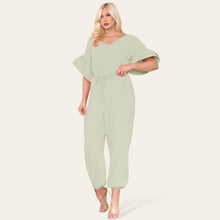 Load image into Gallery viewer, Ruffle Sleeves Frill Tie Jumpsuit
