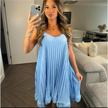 Load image into Gallery viewer, Cami Pleated Sleeveless Frill Swing Flared Long Shirt
