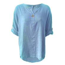 Load image into Gallery viewer, Italian 3/4 Sleeve Turn Up Button Top
