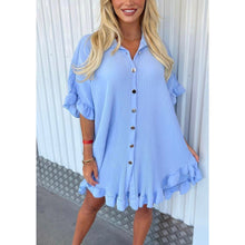 Load image into Gallery viewer, Italian Gold Button Frill Hem &amp; Sleeve Top
