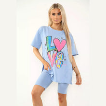 Load image into Gallery viewer, Love Side Slit Cycling Short and T-Shirt
