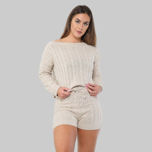 Load image into Gallery viewer, Cable Knitted Loungewear Top &amp; Short Set

