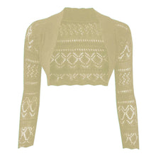 Load image into Gallery viewer, Crochet Thin Knit Long Sleeve Open Shrug
