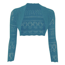 Load image into Gallery viewer, Crochet Thin Knit Long Sleeve Open Shrug
