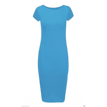 Load image into Gallery viewer, Plain Cap Sleeve Bodycon Fit Midi Dress

