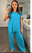 Load image into Gallery viewer, 2PCS Pop Corn Frill Short Sleeve Loungewear
