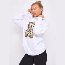 Load image into Gallery viewer, Leopard Print Teddy Bear Graphic Hoodie
